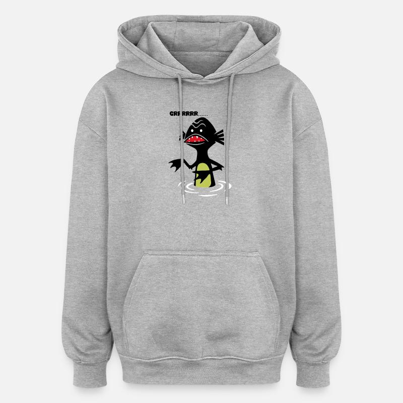 Monstre d’Eau - Sweat à capuche oversize unisexe - gris chiné
