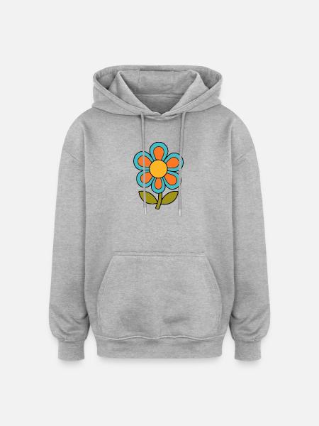 70s flower pattern retro flowerpower - Oversized Unisex Hoodie - heather grey