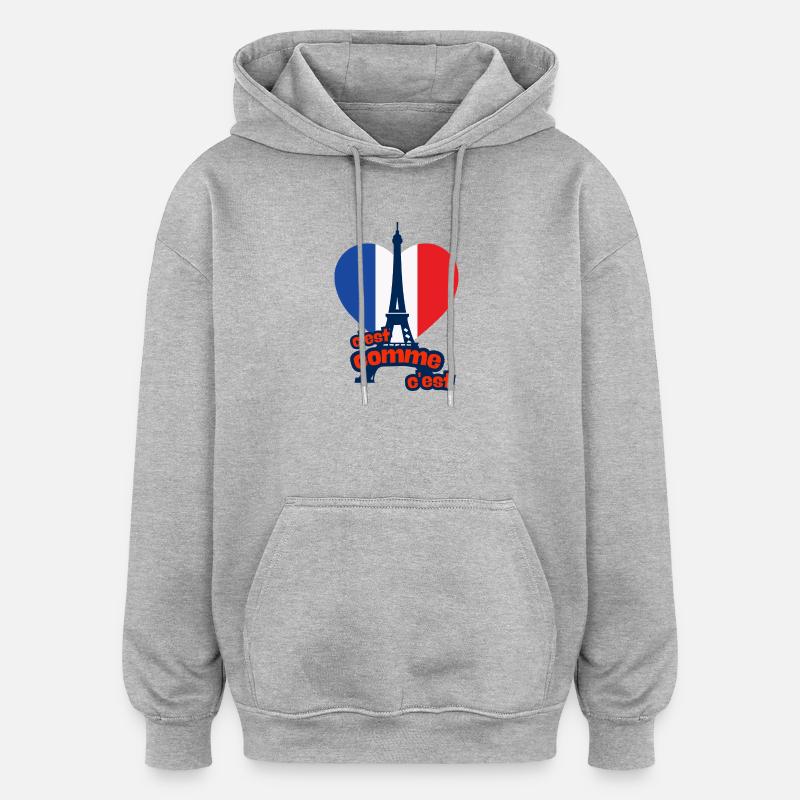 c'est as c'est – Frankreich - Oversized Unisex Hoodie - Grau meliert