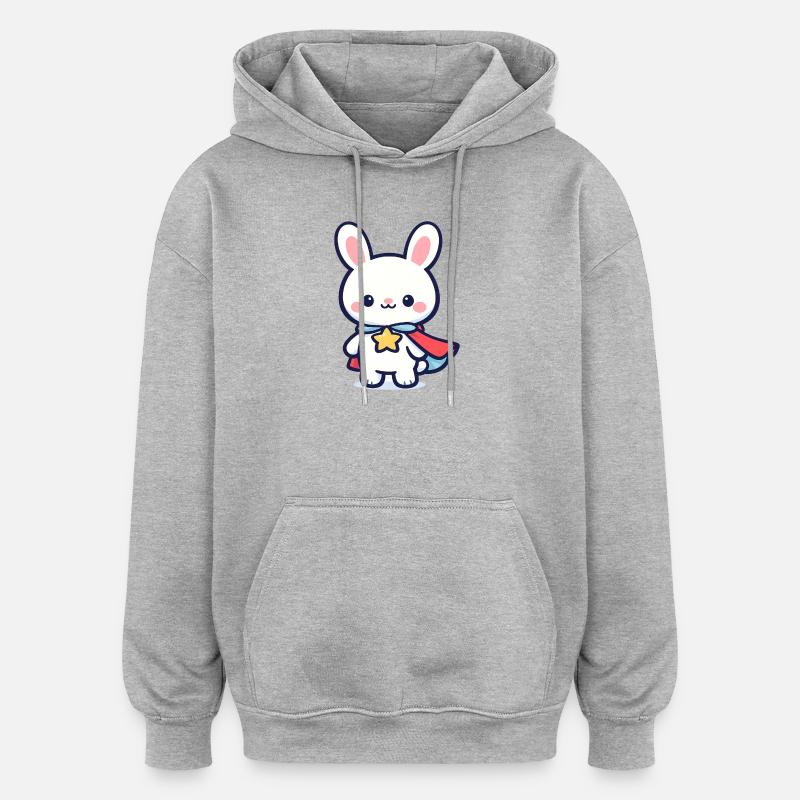 Miniheld Hase – Superhase - Sweat à capuche oversize unisexe - gris chiné