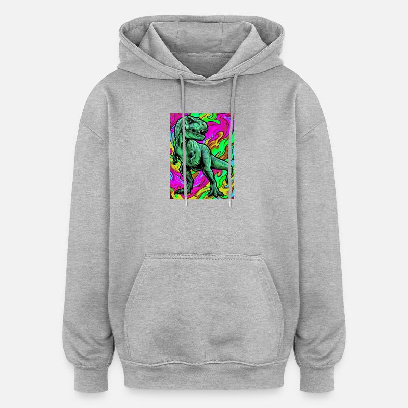 dinosaure - Sweat à capuche oversize unisexe - gris chiné