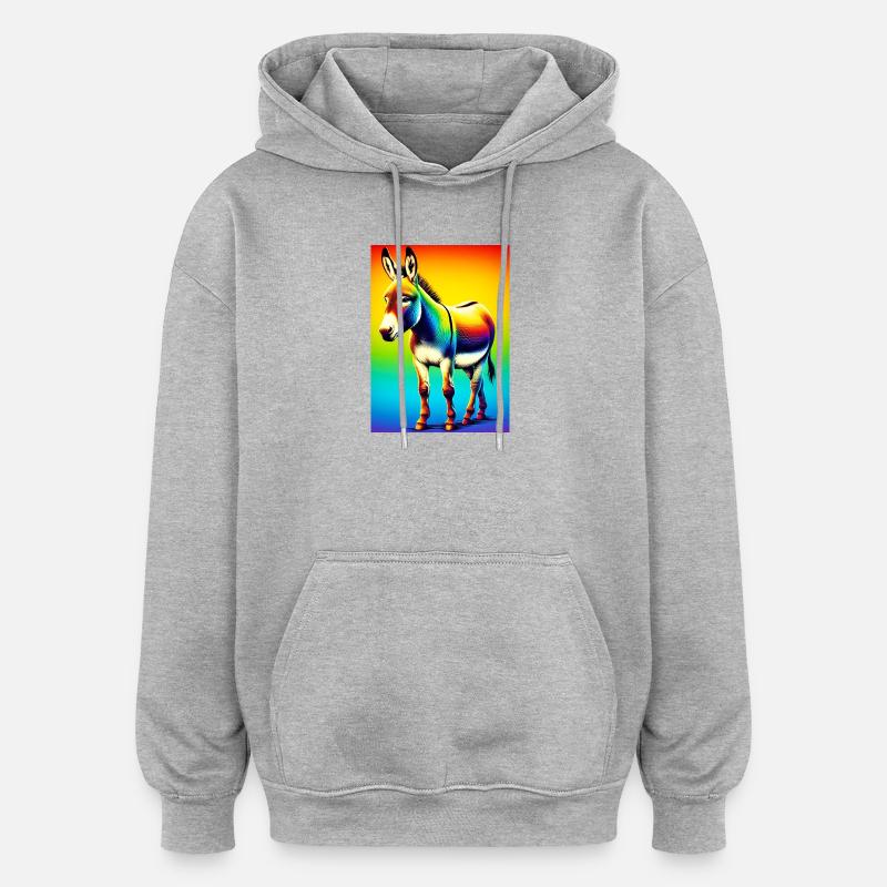 Mule âne - Sweat à capuche oversize unisexe - gris chiné