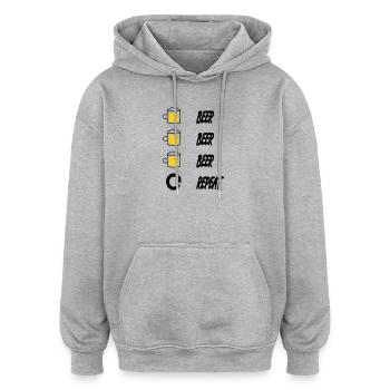 Bière, bière, répétition - Sweat à capuche oversize unisexe - gris chiné - Devant - Noah (186cm)