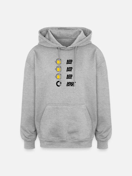 beer beer beer repeat - Oversized Unisex Hoodie - heather grey