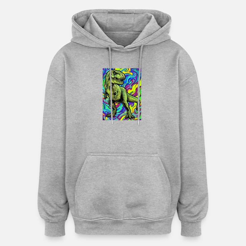 Dinosaurier - Oversized Unisex Hoodie - Grau meliert
