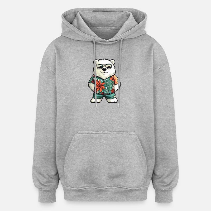 Polar Bear Comic Vacation - Oversized Unisex Hoodie - heather grey