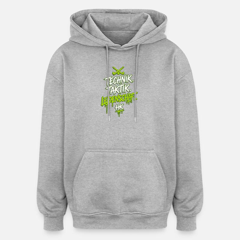 La technologie. Tactiques. La passion. - Sweat à capuche oversize unisexe - gris chiné