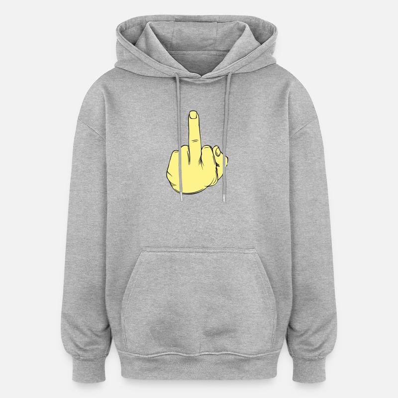 Illustration au doigt puant - Sweat à capuche oversize unisexe - gris chiné