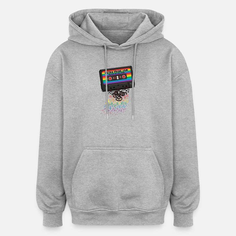 LGBT-Pride-Monat – Retro-Pride-Kassette - Oversized Unisex Hoodie - Grau meliert