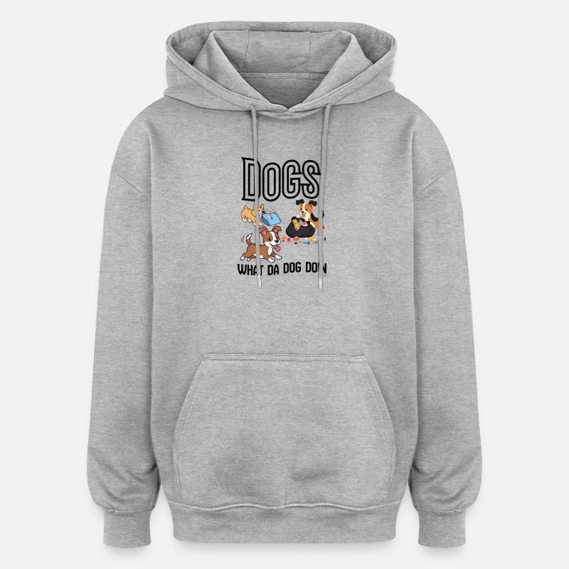 Chiens qui nettoient les ordures - Sweat à capuche oversize unisexe - gris chiné