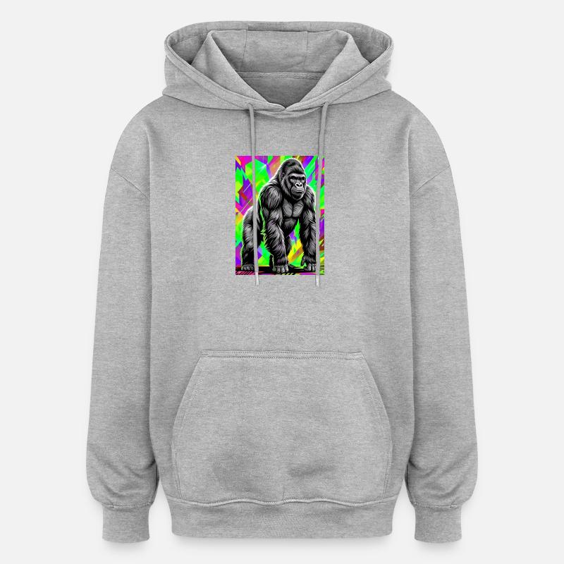 gorille - Sweat à capuche oversize unisexe - gris chiné