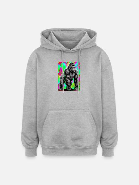 gorille - Sweat à capuche oversize unisexe - gris chiné