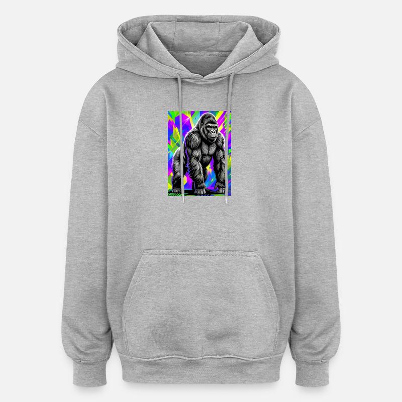 gorille - Sweat à capuche oversize unisexe - gris chiné
