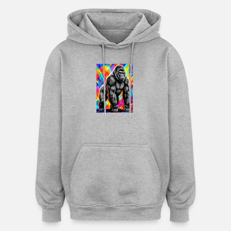 gorille - Sweat à capuche oversize unisexe - gris chiné
