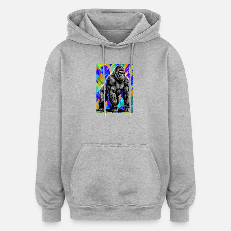 gorille - Sweat à capuche oversize unisexe - gris chiné