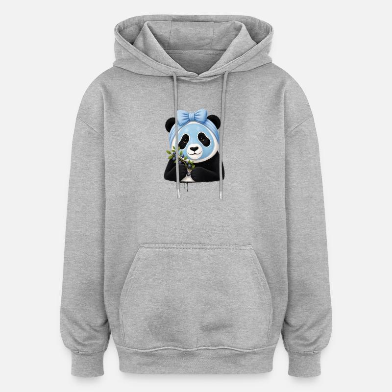 Panda Beauty Spa aux myrtilles - Sweat à capuche oversize unisexe - gris chiné