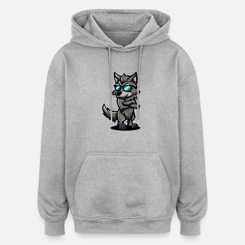Wolf Cool Comic - Oversized Unisex Hoodie - heather grey