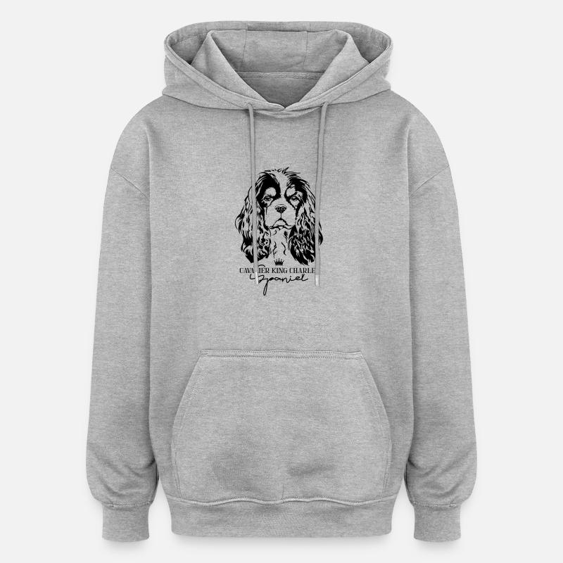 CAVALIER KING CHARLES SPANIEL hundehund Wilsigns - Oversized unisex-hettegenser - gråmelert