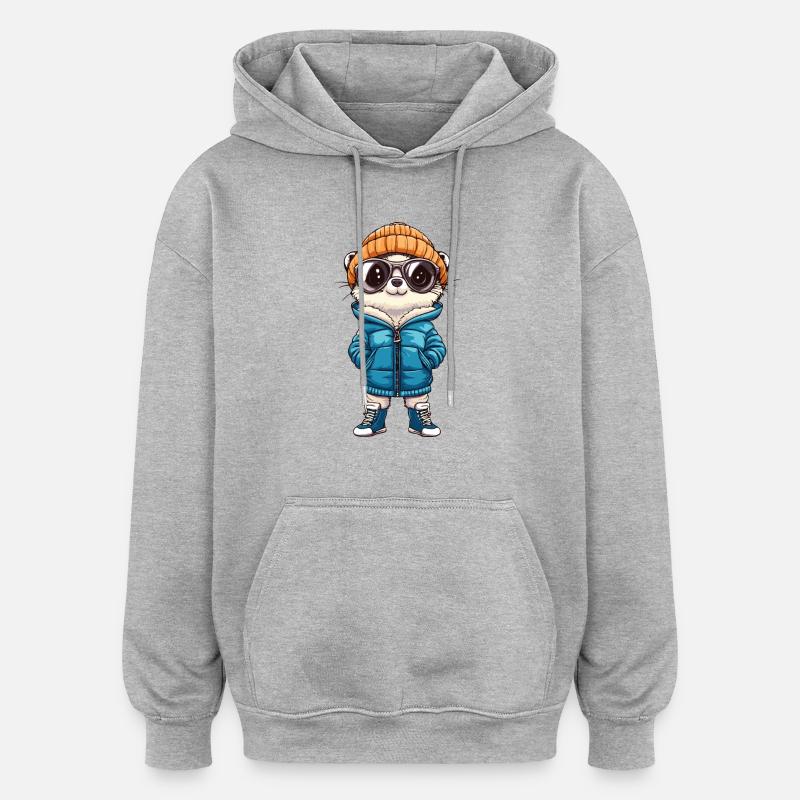Suricate d’hiver - Sweat à capuche oversize unisexe - gris chiné