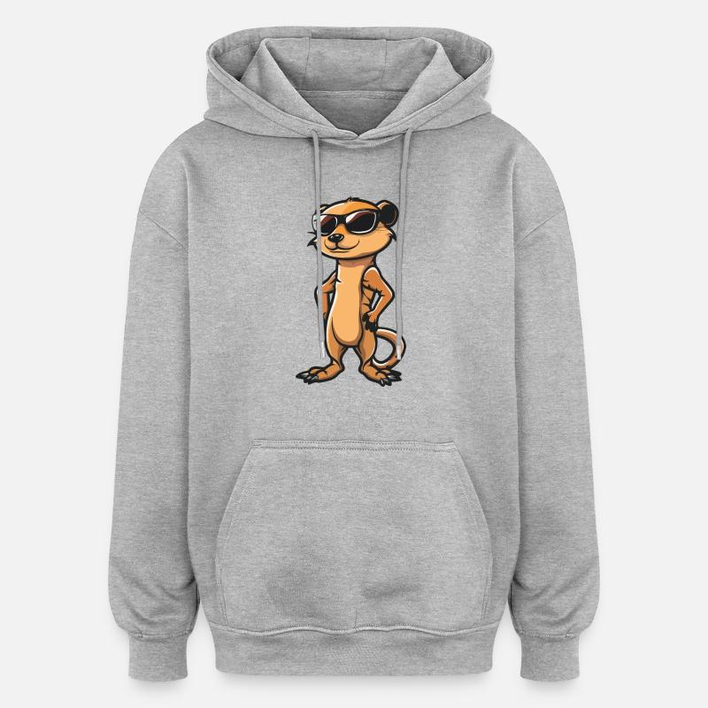 Suricate Bande Dessinée Cool - Sweat à capuche oversize unisexe - gris chiné