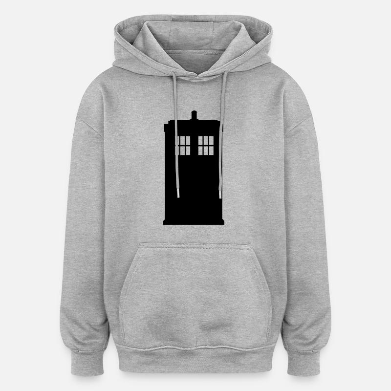 Police box - Sweat à capuche oversize unisexe - gris chiné
