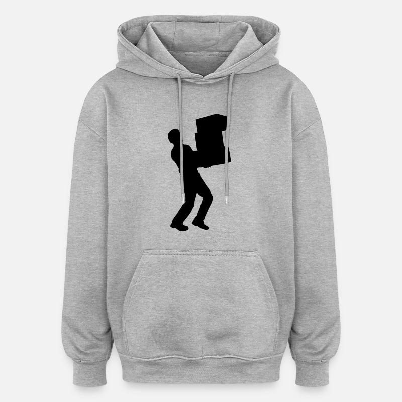 Déménageur - Sweat à capuche oversize unisexe - gris chiné