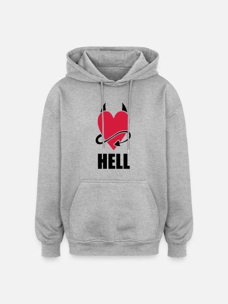 Heart Hell - Oversized Unisex Hoodie - heather grey