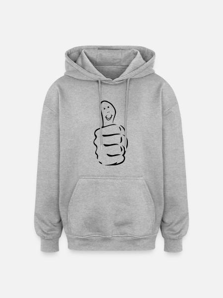 daumen_hoch - Sweat à capuche oversize unisexe - gris chiné
