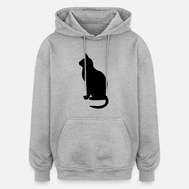 cat - Sweat à capuche oversize unisexe - gris chiné