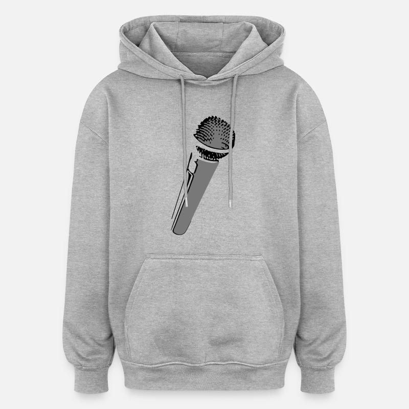 dessin micro - Sweat à capuche oversize unisexe - gris chiné