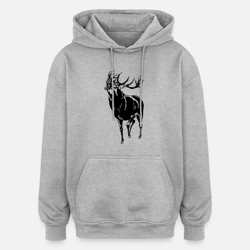 Deer - Oversized Unisex Hoodie - heather grey