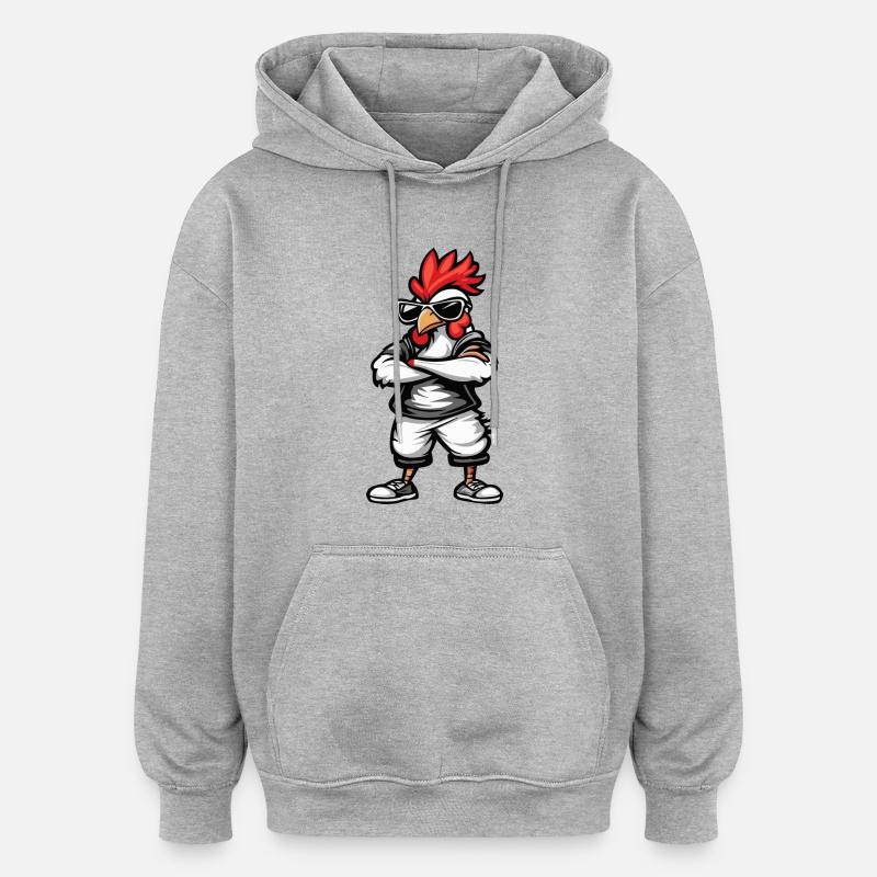 Rooster Comic Cool - Oversized Unisex Hoodie - heather grey