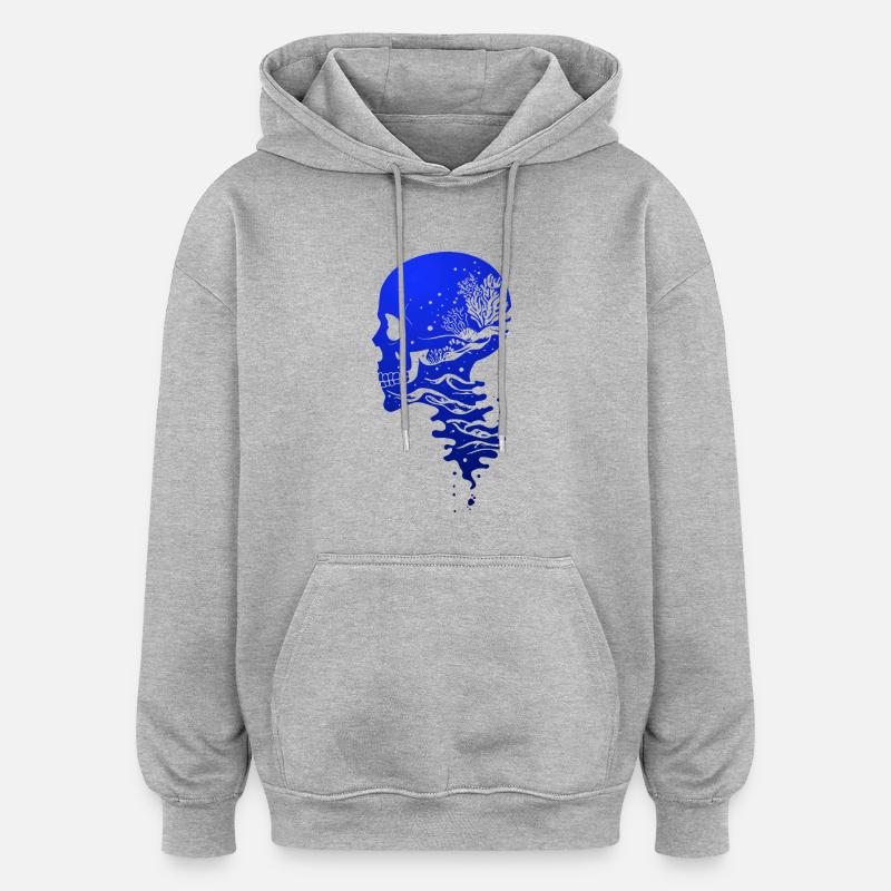 Crâne de l’océan - Sweat à capuche oversize unisexe - gris chiné