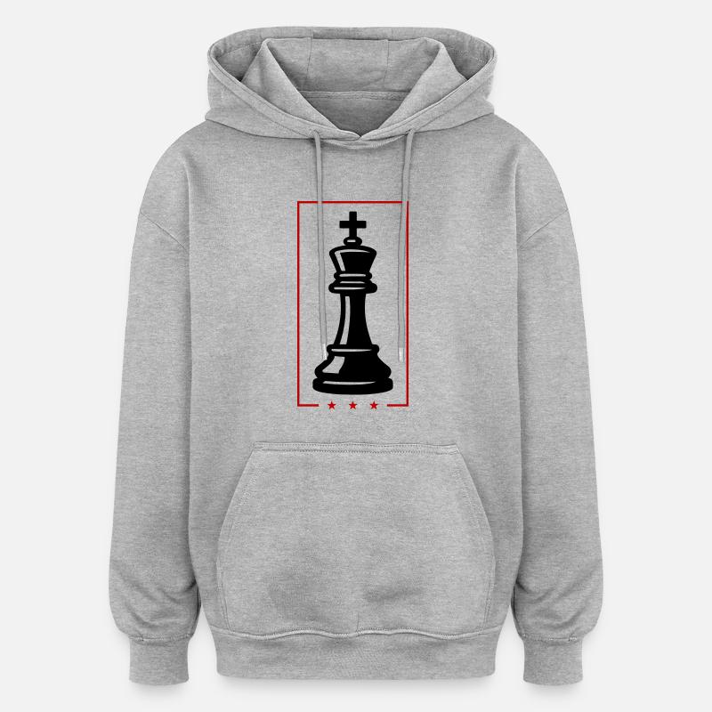 Pièce d’échecs du roi - Sweat à capuche oversize unisexe - gris chiné