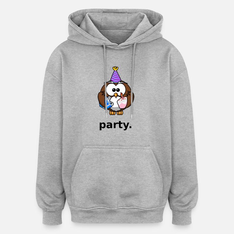 Party Eule - Sweat à capuche oversize unisexe - gris chiné