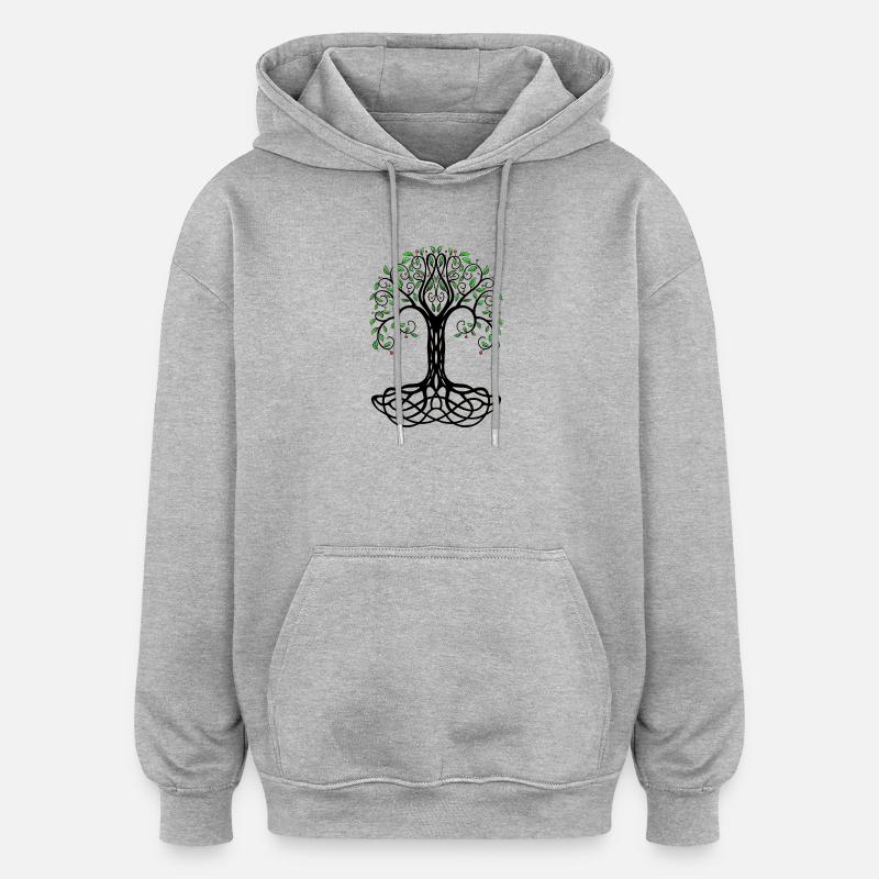 Baum des Lebens - Oversized Unisex Hoodie - Grau meliert