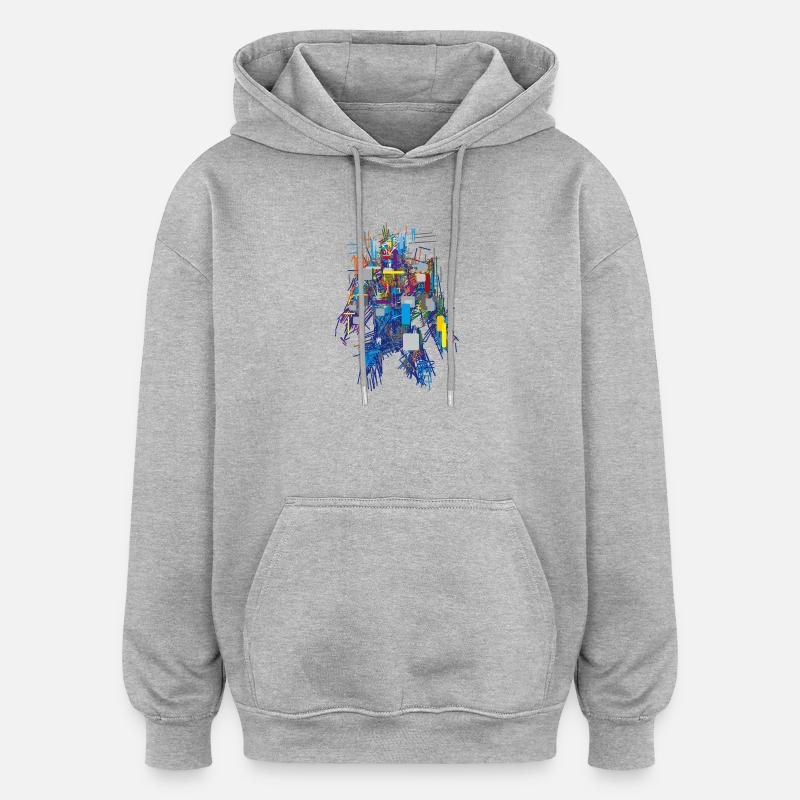 Cyber Android Abstrakt - Oversized Unisex Hoodie - Grau meliert