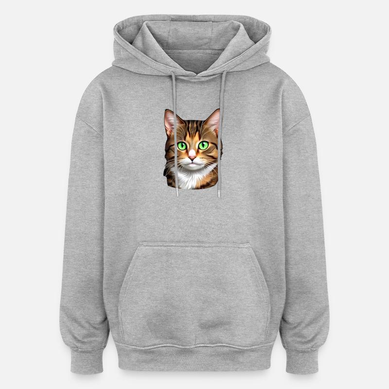 Chat mignon - Sweat à capuche oversize unisexe - gris chiné