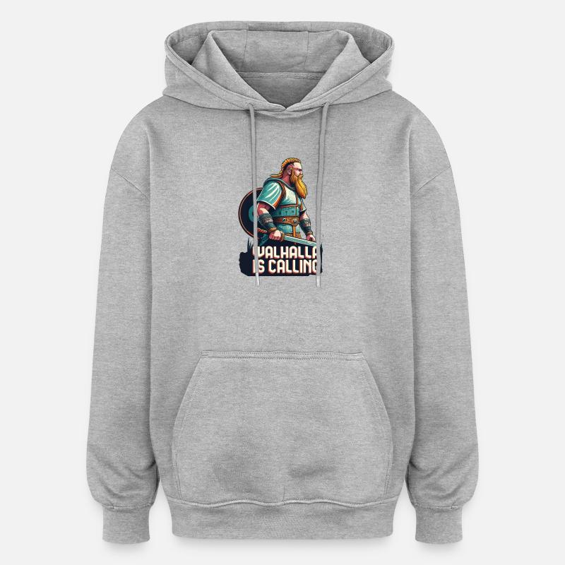 Valhalla appelle - Sweat à capuche oversize unisexe - gris chiné