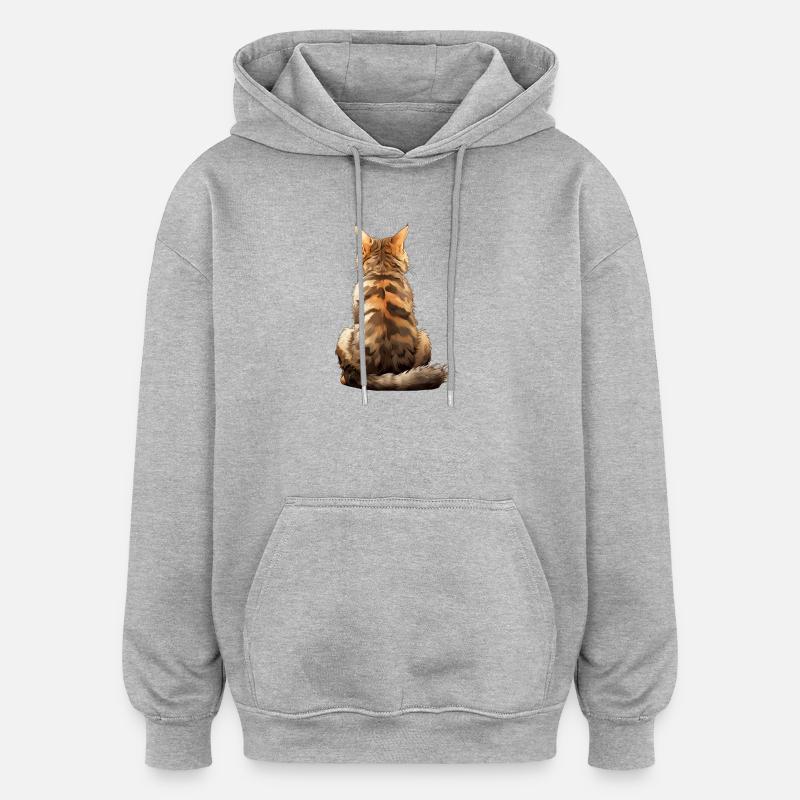 Chat Bobtail d’Amérique - Sweat à capuche oversize unisexe - gris chiné