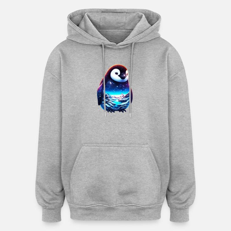 Pingouin - Sweat à capuche oversize unisexe - gris chiné