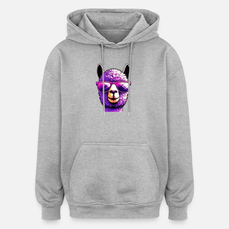 Alpaga avec lunettes de soleil - Sweat à capuche oversize unisexe - gris chiné