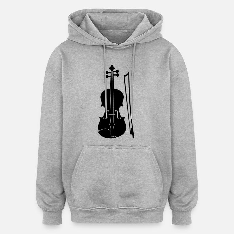 Violon graphique - Sweat à capuche oversize unisexe - gris chiné