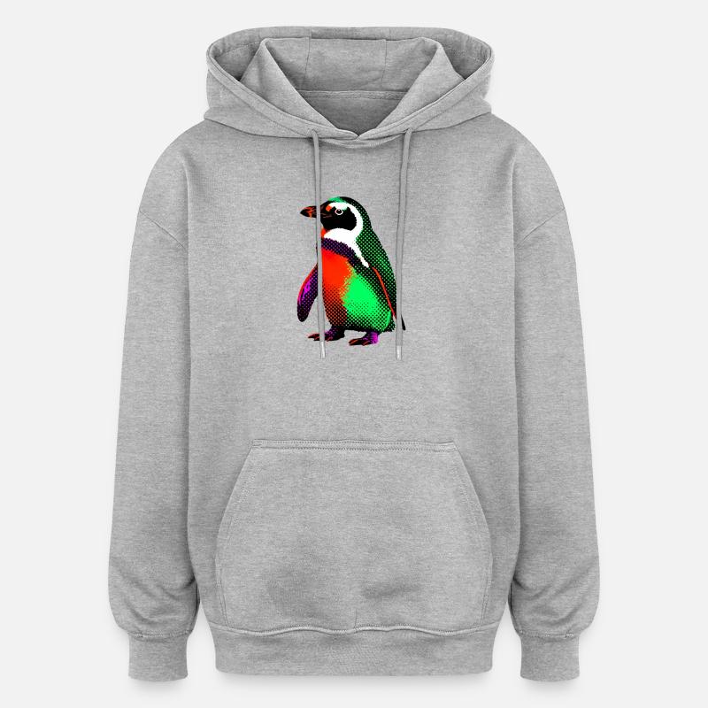Pingouin - Sweat à capuche oversize unisexe - gris chiné