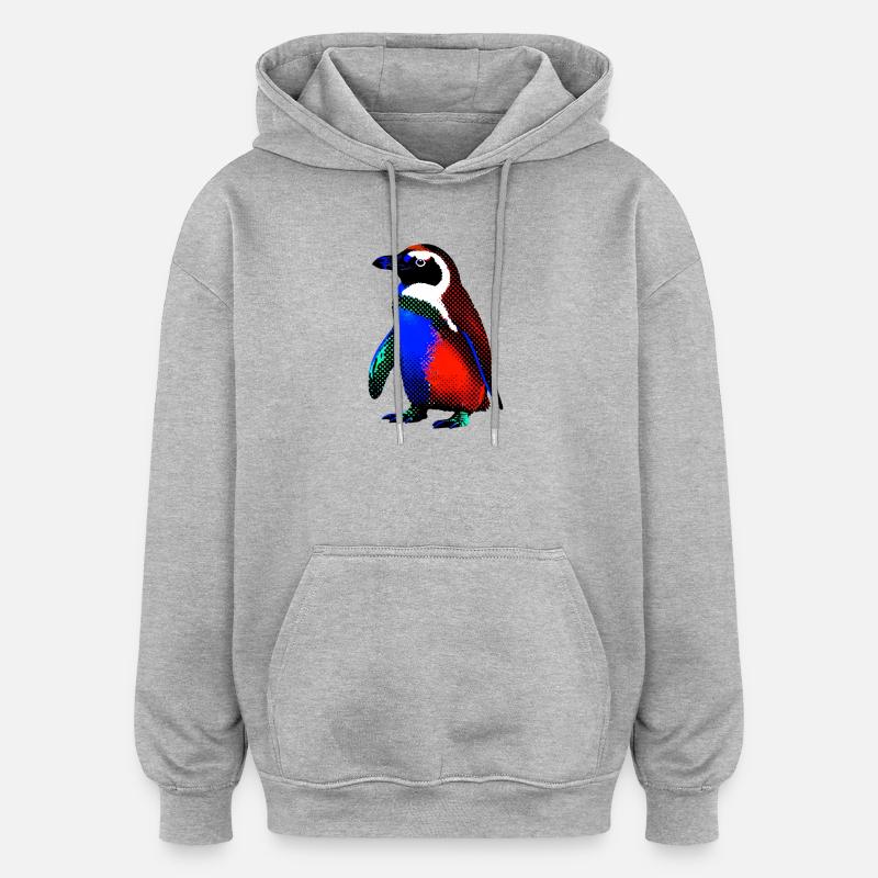 Pingouin - Sweat à capuche oversize unisexe - gris chiné