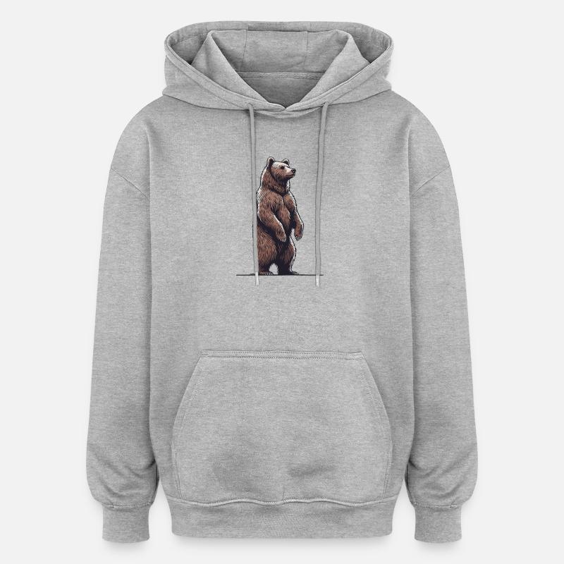 Grizzly - Sweat à capuche oversize unisexe - gris chiné