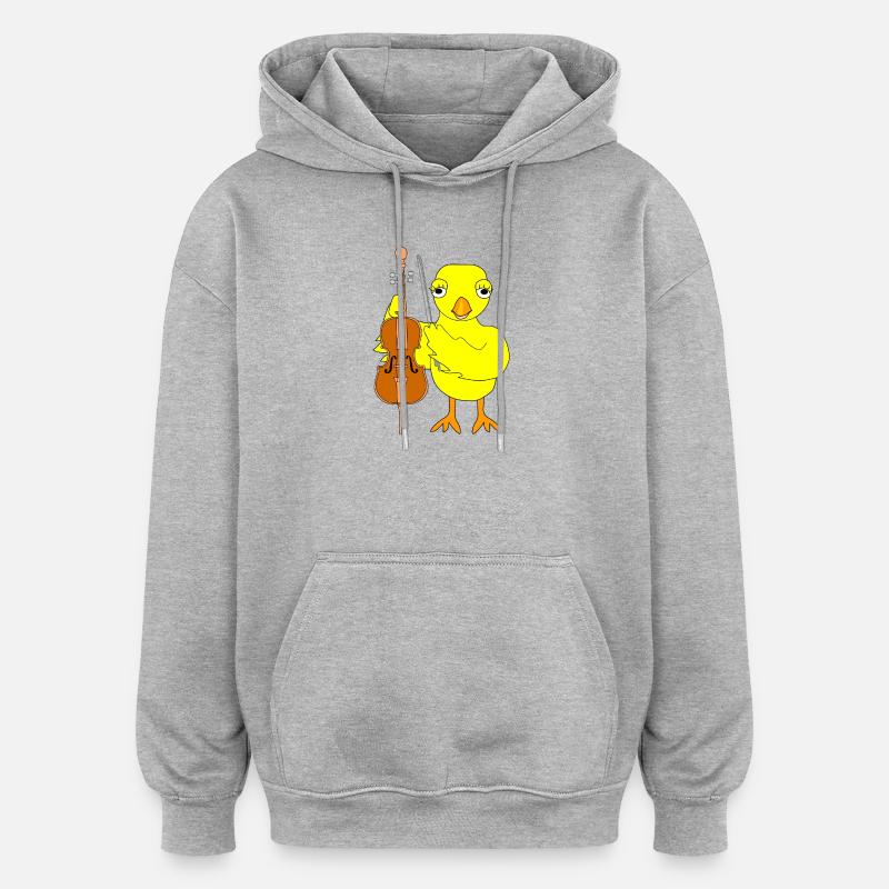 Violoncelle Poussin - Sweat à capuche oversize unisexe - gris chiné