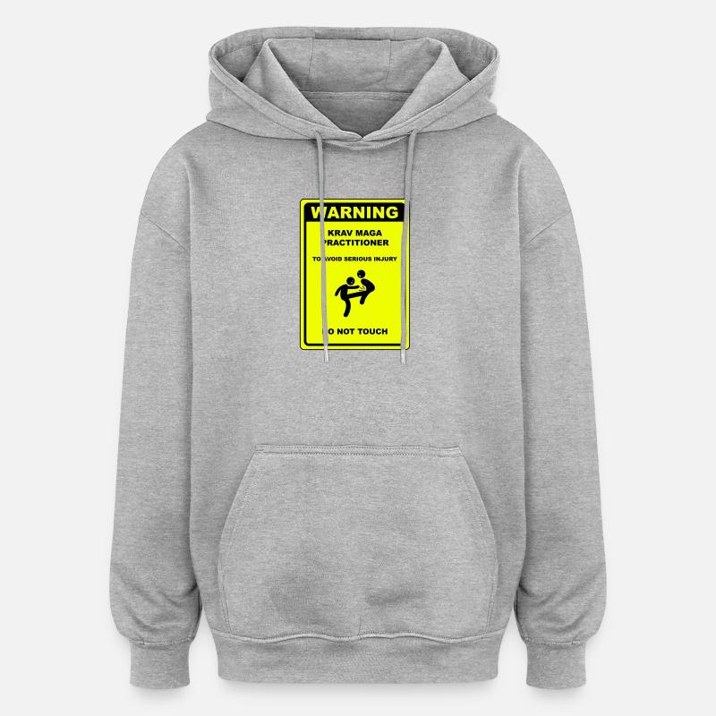 Warnung! Krav Maga Praktizierender! - Oversized Unisex Hoodie - Grau meliert