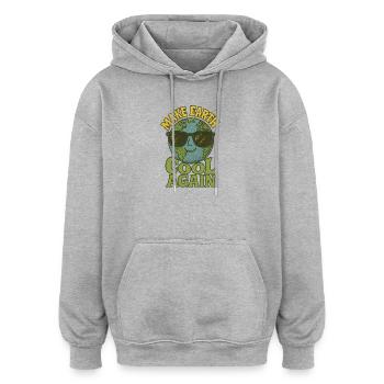 Rafraîchir la Terre à nouveau - Sweat à capuche oversize unisexe - gris chiné - Devant - Noah (186cm)