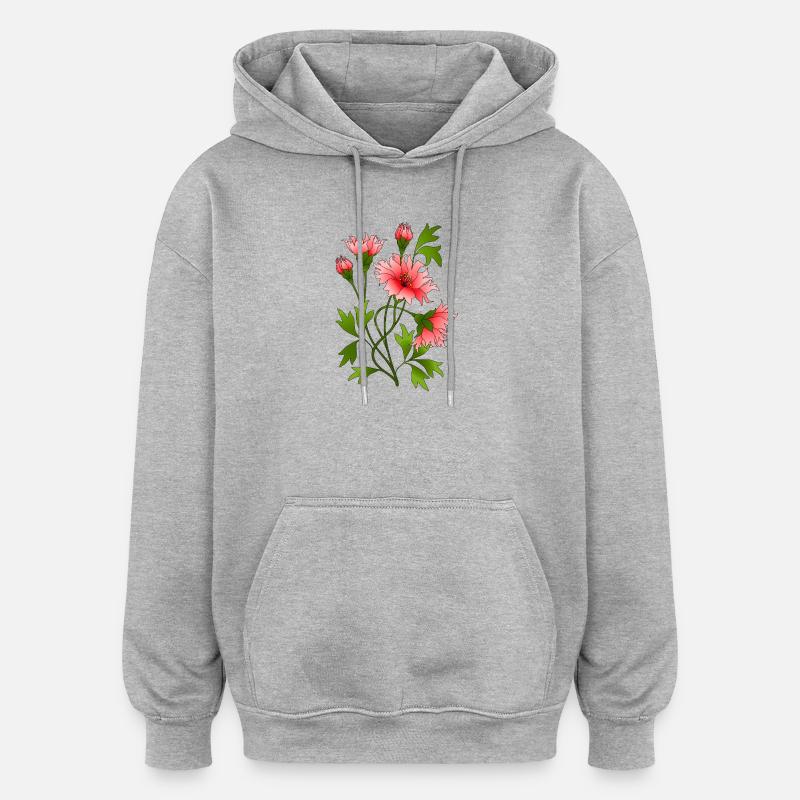 Fleur - Sweat à capuche oversize unisexe - gris chiné